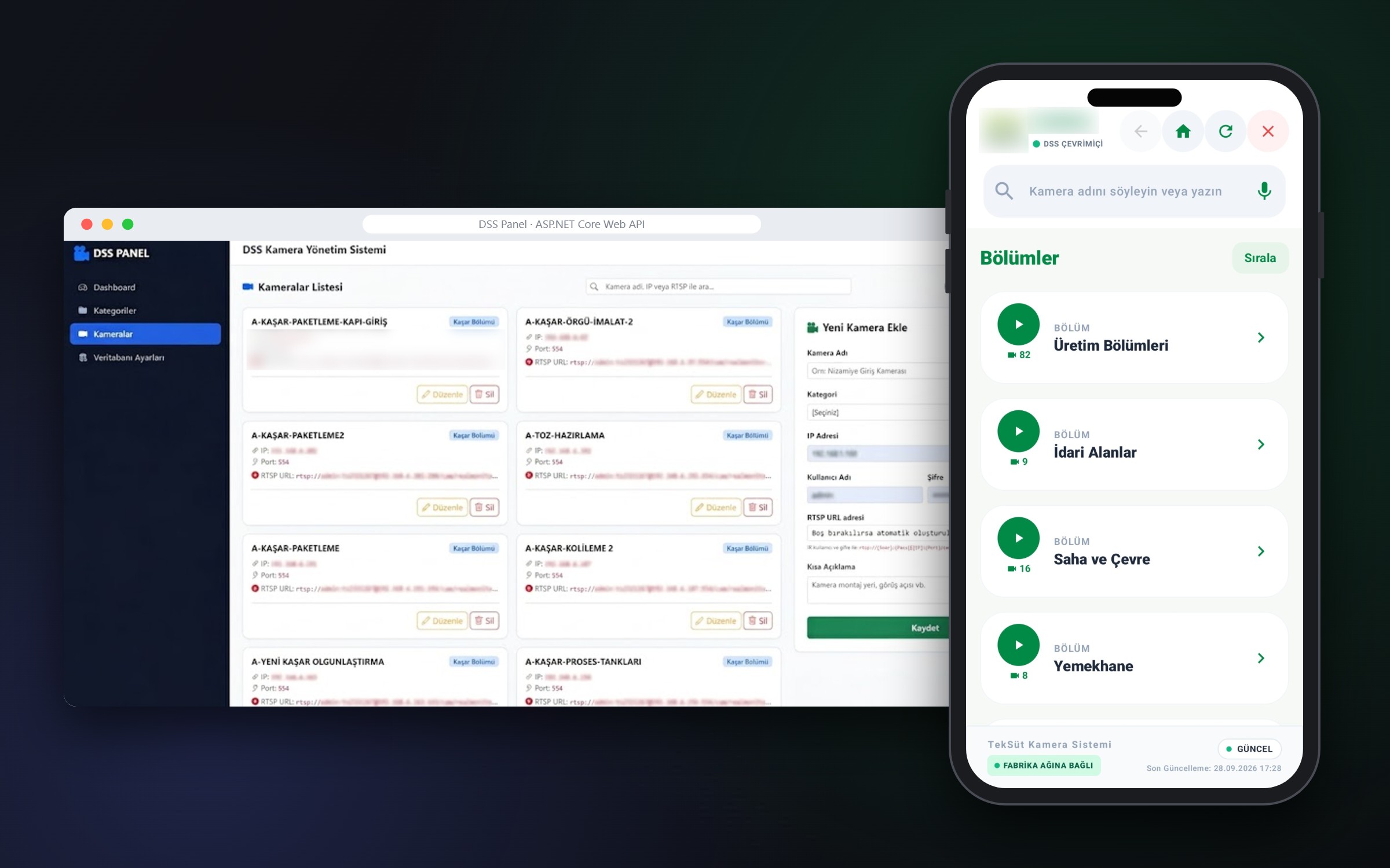 DSS VMS RTSP Streamer — ASP.NET Core admin panel and mobile camera app